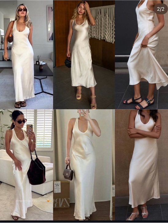 Zara Dresses & Skirts - Zara Cream Satin Slip Maxi Dress